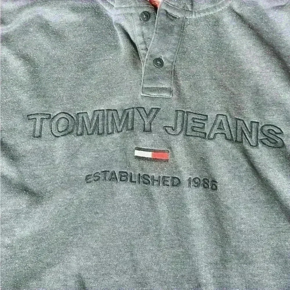 Tommy Jeans Sweatshirt Hoodie Men's Large Long Sleeve Tommy Hilfiger Blue / Gray - Picture 3 of 6
